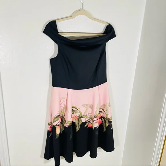 NWT Ted Baker London Peach Blossom Dress Black